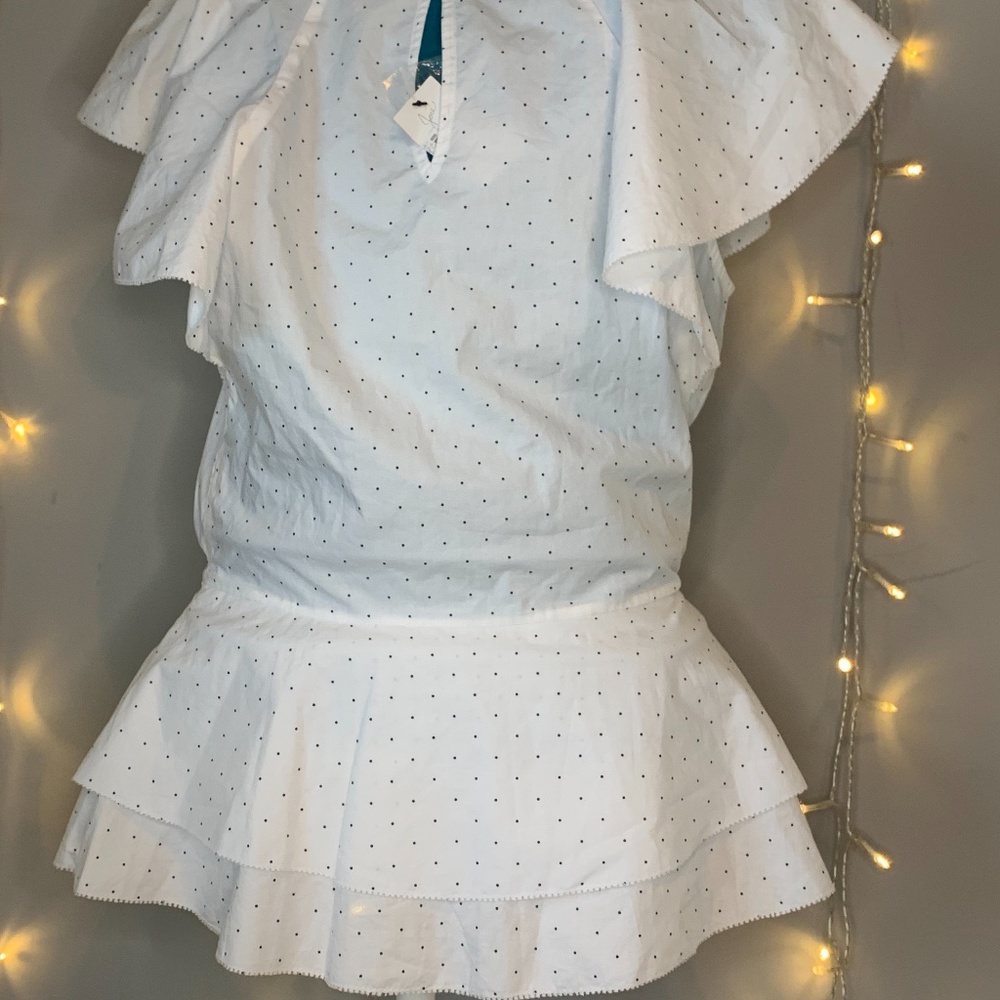 Joie White Peplum Top w/ Black Polkadots NWT - Picture 7 of 8